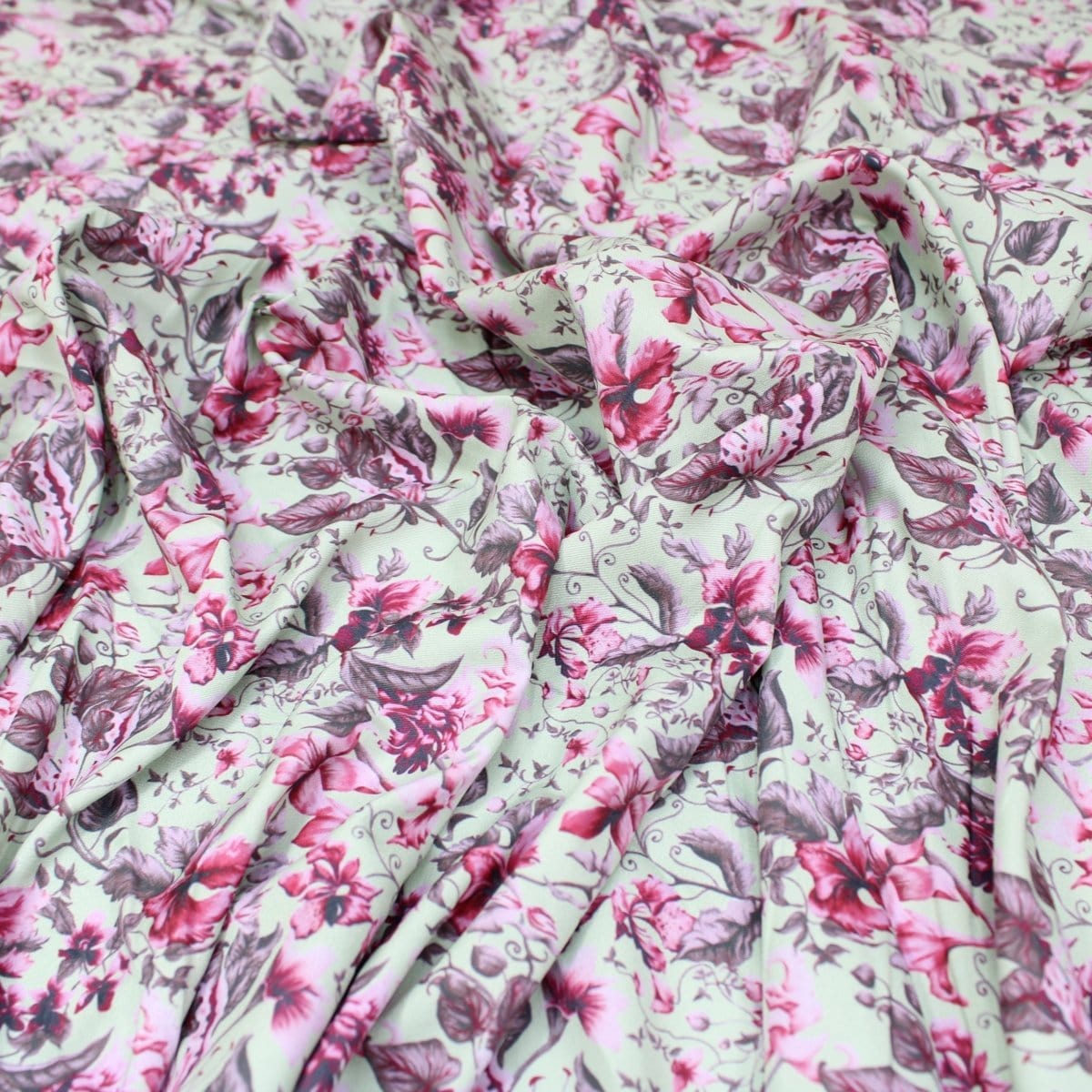 Pound A Metre 3 Metres 3 Metre Deluxe Santorini Floral Soft Crepe ‘Melody’ 45" Wide Pastel Green
