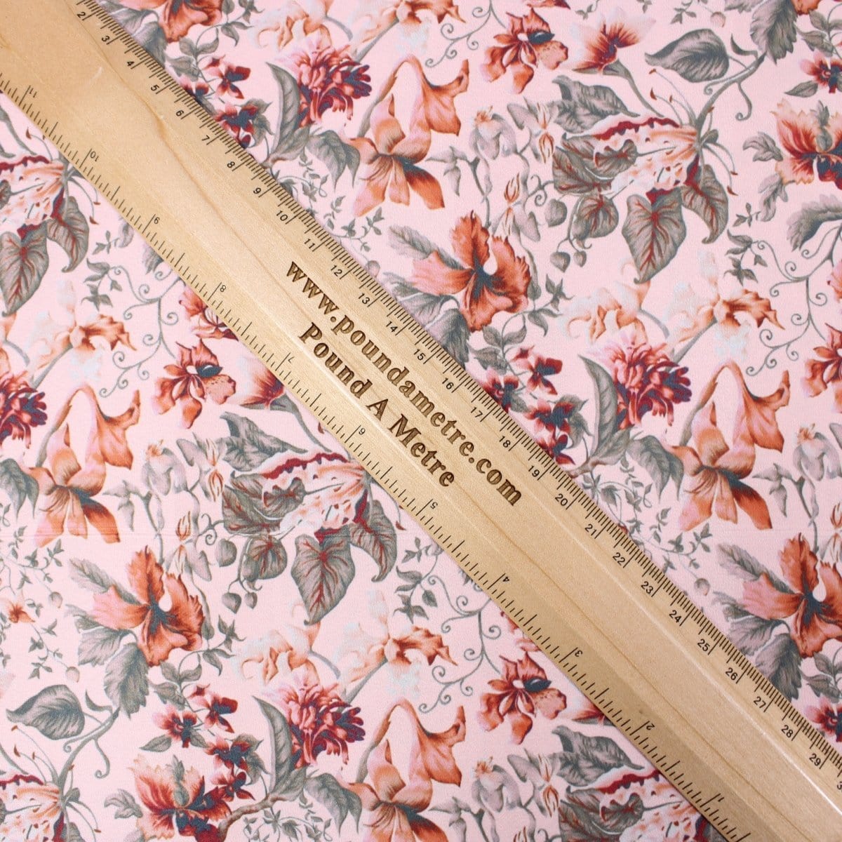 Pound A Metre 3 Metres 3 Metre Deluxe Santorini Floral Soft Crepe ‘Melody’ 45" Wide Pastel Pink