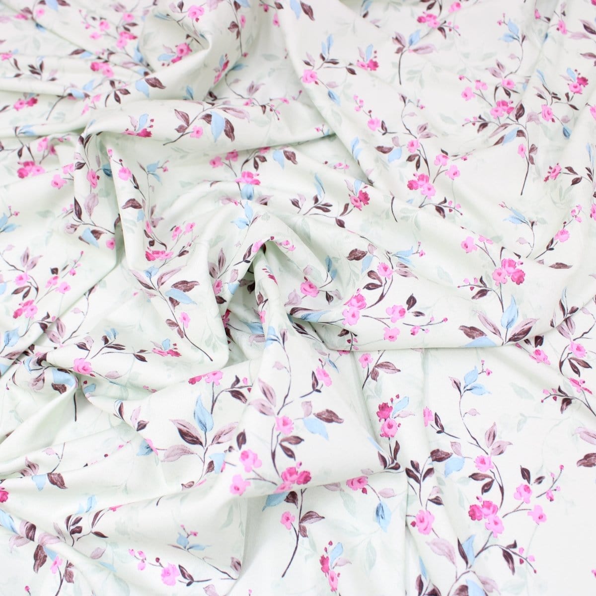 Pound A Metre 3 Metres 3 Metre Deluxe Santorini Floral Soft Crepe ‘Pastel Edition - Elegant Liberty’ 45" Wide Pastel Tea Green
