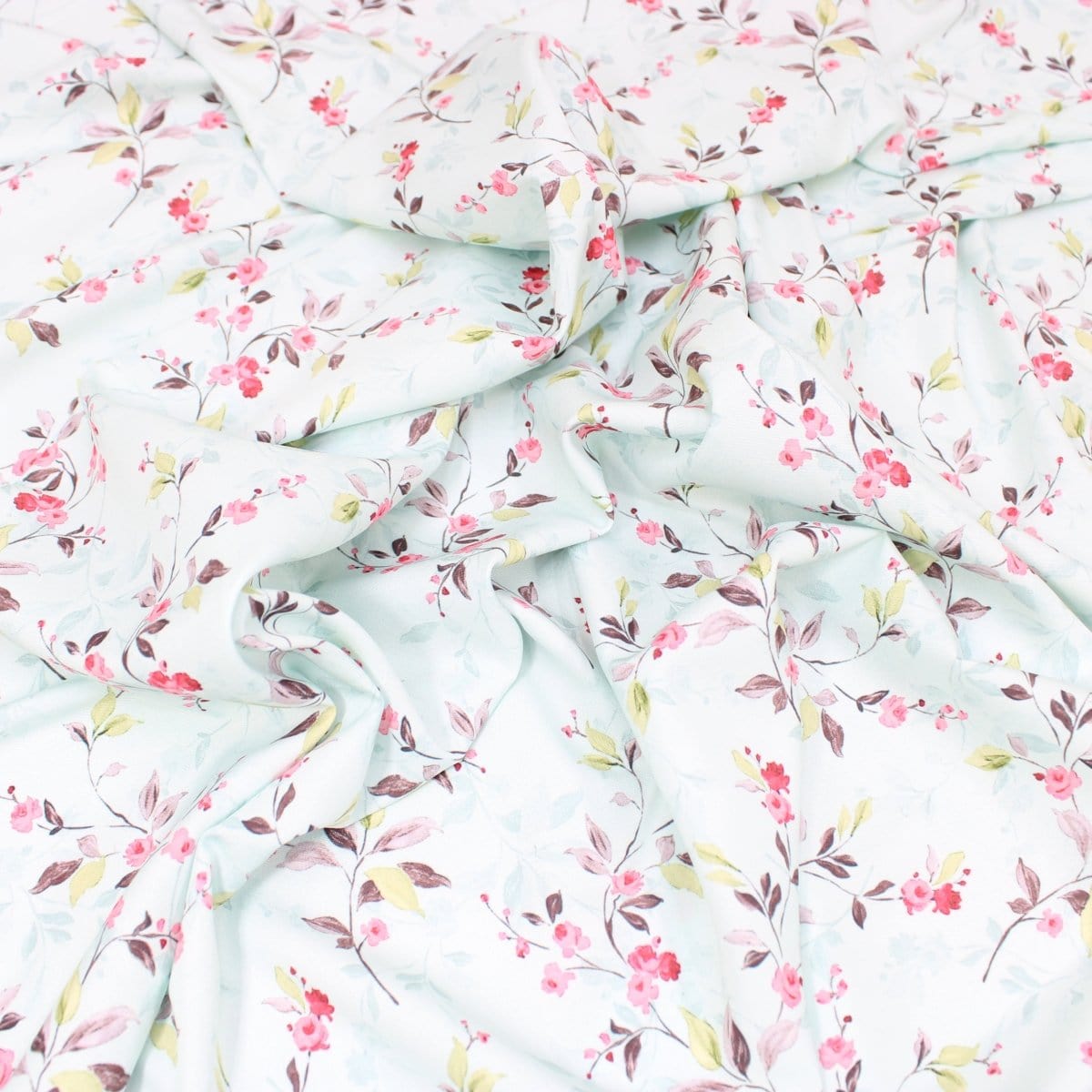 Pound A Metre 3 Metres 3 Metre Deluxe Santorini Floral Soft Crepe ‘Pastel Edition - Elegant Liberty’ 45" Wide Pastel Water Blue