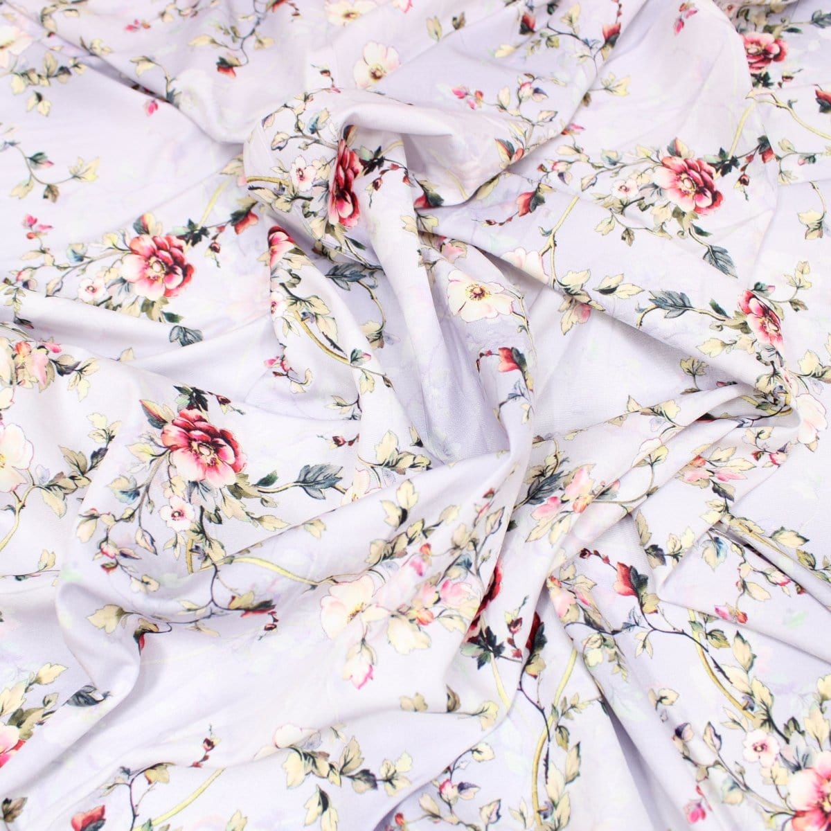 Pound A Metre 3 Metres 3 Metre Deluxe Santorini Floral Soft Crepe ‘Pastel Edition - Rose Garden’ 45" Wide Pastel Lilac