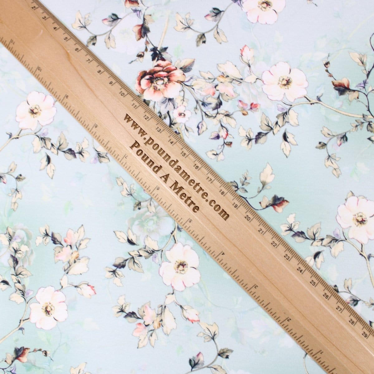 Pound A Metre 3 Metres 3 Metre Deluxe Santorini Floral Soft Crepe ‘Pastel Edition - Rose Garden’ 45" Wide Pastel Mint