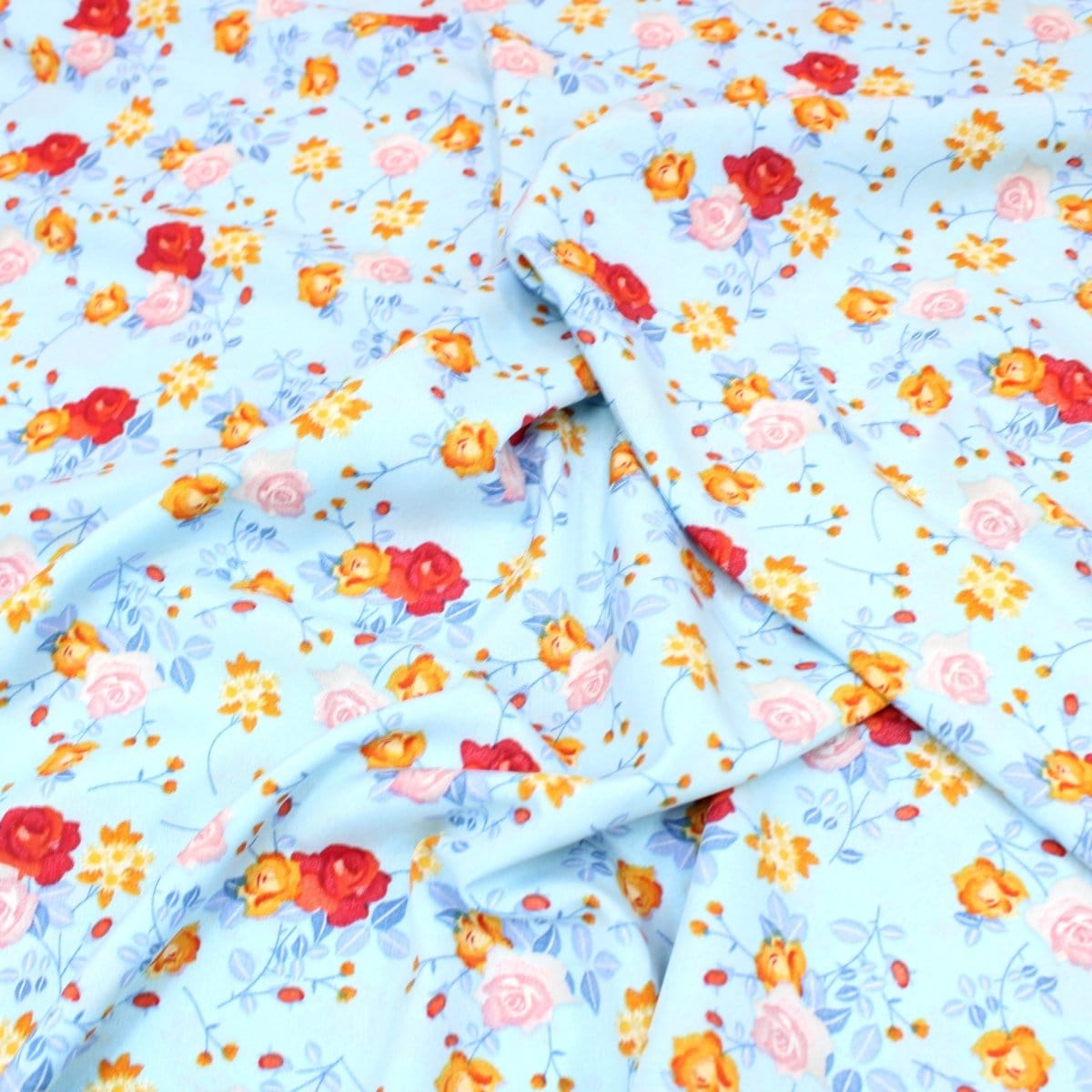 Pound A Metre 3 Metres 3 Metre Natural Drape Soft-Touch Floral American Crepe 55" Wide  - Light Blue