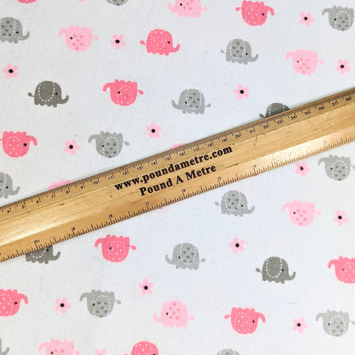 Pound A Metre 3 Metres 3 Metres Brushed Cotton Blend Fabric- Elephants 55" Wide