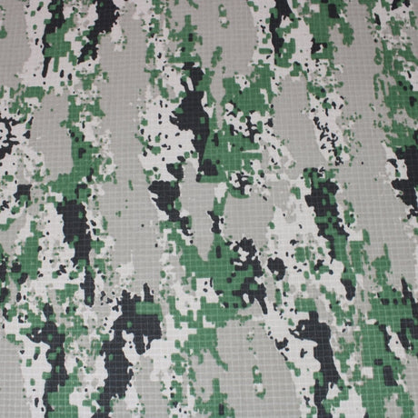 Pound A Metre 3 Metre 3 Metres Linen Ripstop Effect Camoflauge Crepe 86" Wide - Green & Grey