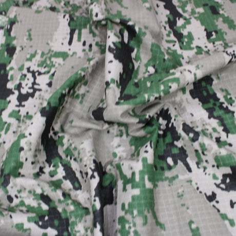 Pound A Metre 3 Metre 3 Metres Linen Ripstop Effect Camoflauge Crepe 86" Wide - Green & Grey
