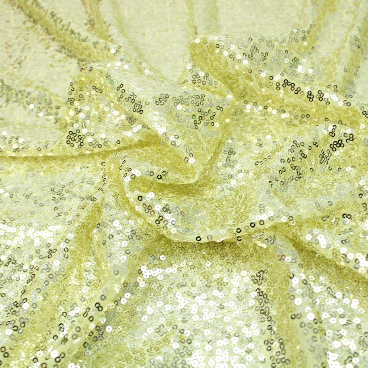 Pound A Metre 3 Metres Luxury Shimmer Glitz, Full Sequin Fabric- 55" Pale Yellow