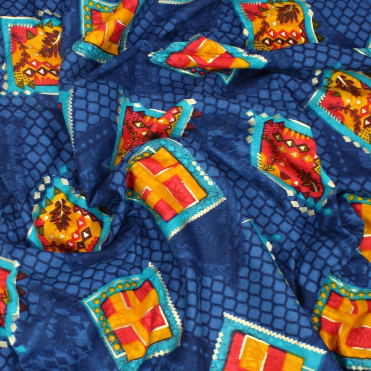 Pound A Metre 3 Metres 3 Metres Premium 100% Viscose-Navy With Gold Foil Print