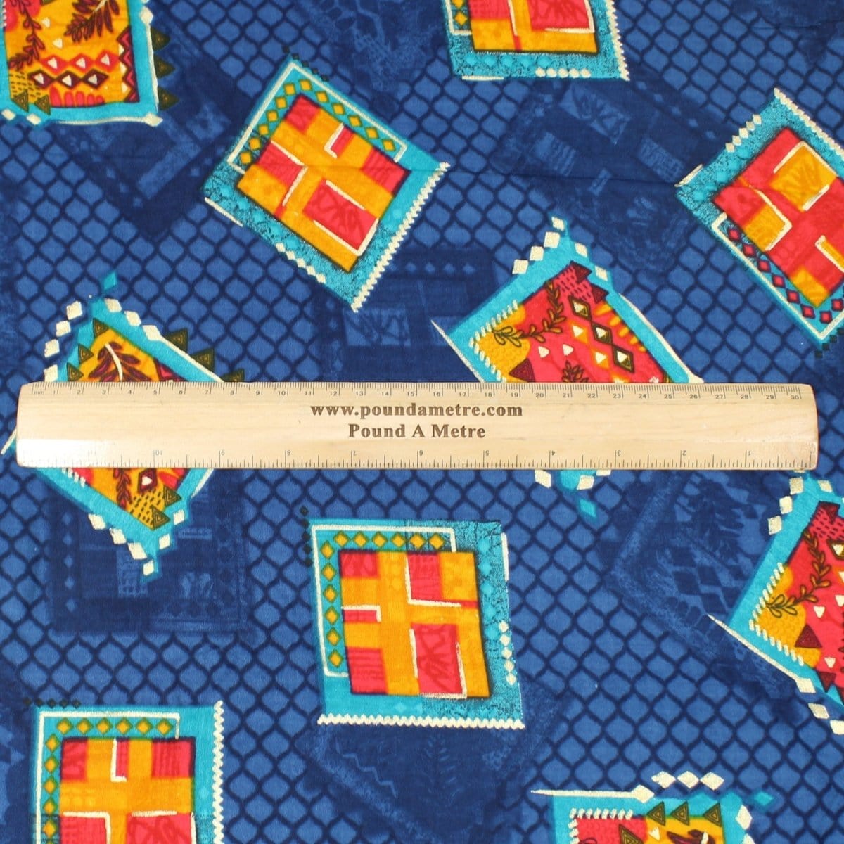 Pound A Metre 3 Metres 3 Metres Premium 100% Viscose-Navy With Gold Foil Print