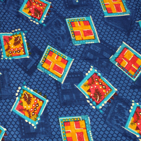 Pound A Metre 3 Metres 3 Metres Premium 100% Viscose-Navy With Gold Foil Print