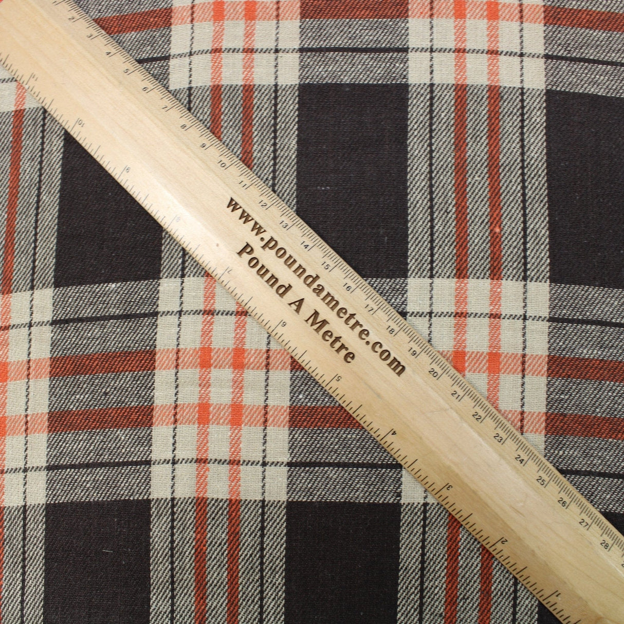 Pound A Metre 3 Metre 3 Metres, Premium Quality Poly-Viscose Tartan, 'Brown & Beige’, 60" Wide