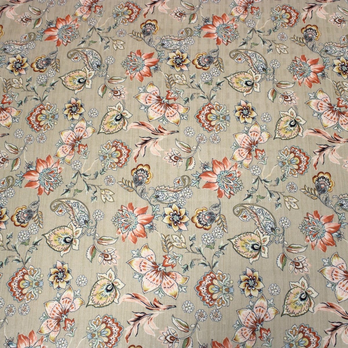 Pound A Metre 3 Metres 3 Metres Printed Cashmere Effect Crepe Fabric- 45" Wide (Beige Floral)