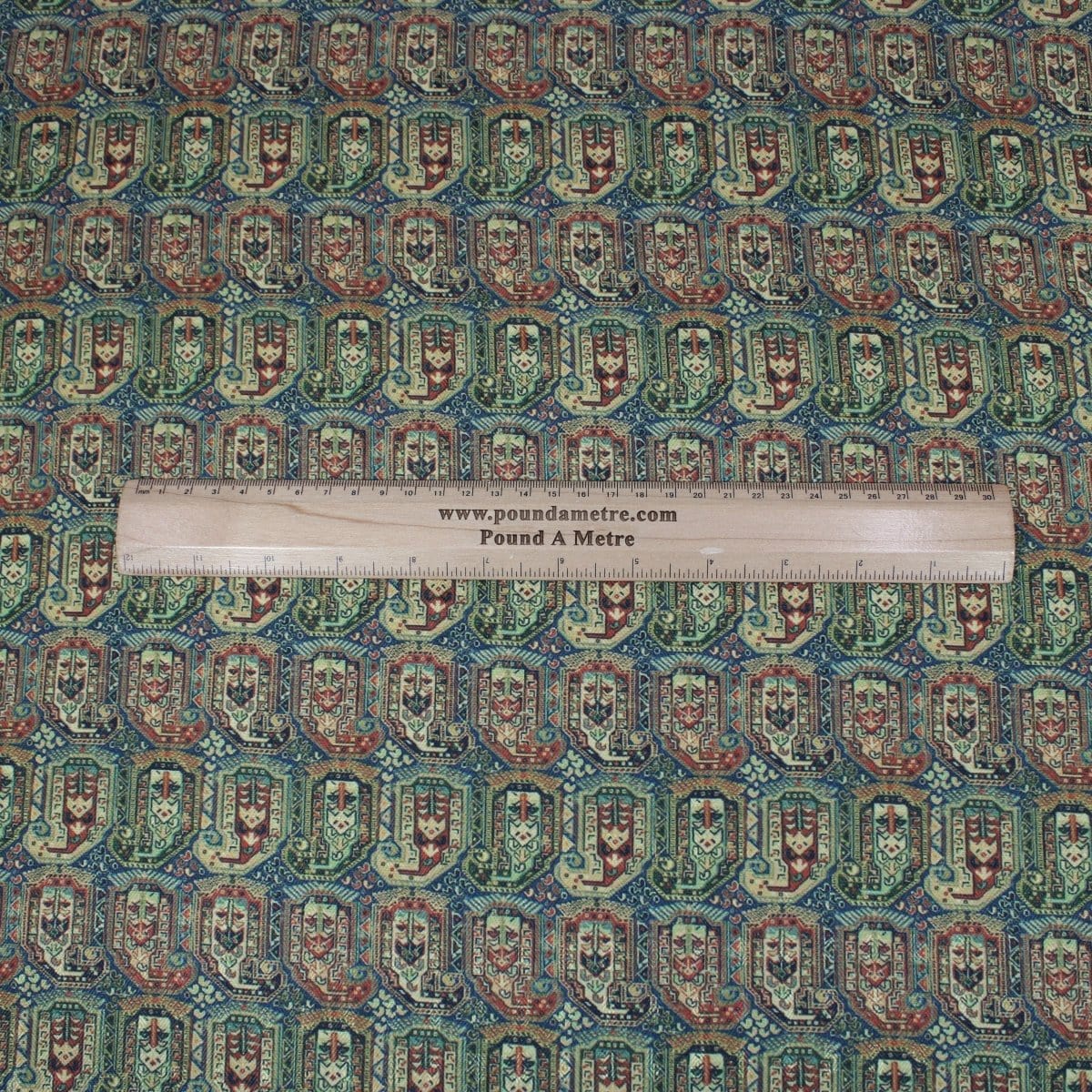 Pound A Metre 3 Metres 3 Metres Printed Cashmere Effect Crepe Fabric- 45" Wide (Blue Aztec)