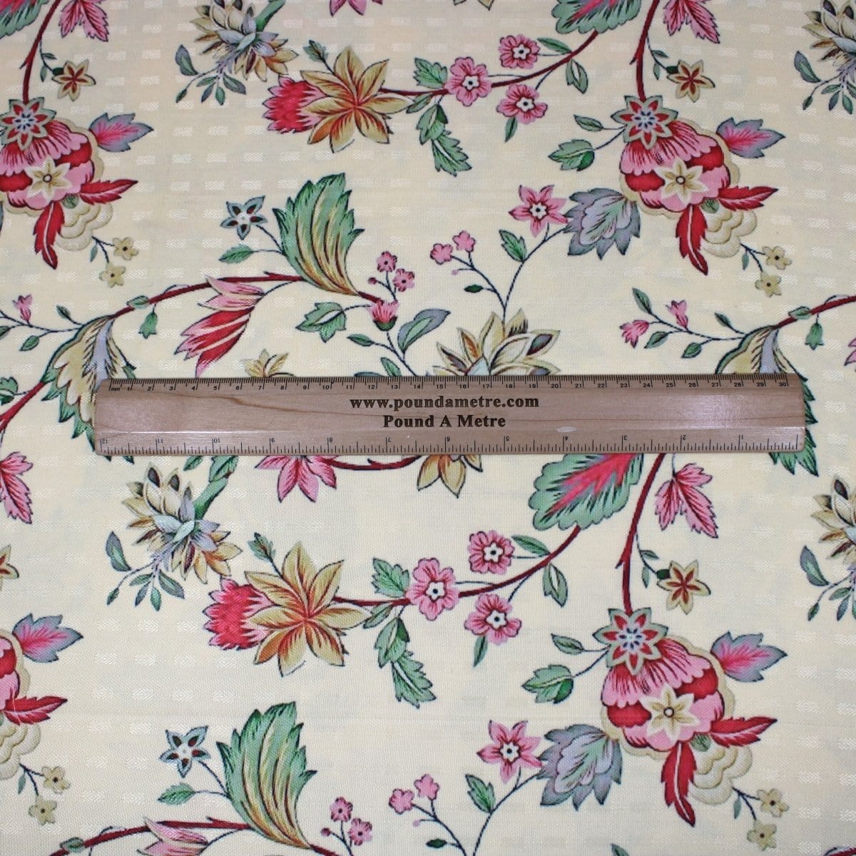 Pound A Metre 3 Metres 3 Metres Printed Cashmere Effect Crepe Fabric- 45" Wide (Cream Floral)