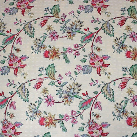 Pound A Metre 3 Metres 3 Metres Printed Cashmere Effect Crepe Fabric- 45" Wide (Cream Floral)