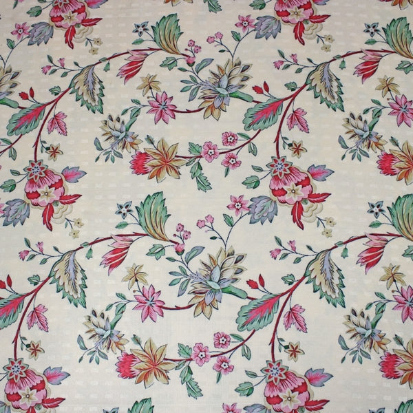 Pound A Metre 3 Metres 3 Metres Printed Cashmere Effect Crepe Fabric- 45" Wide (Cream Floral)