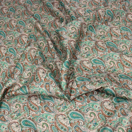 Pound A Metre 3 Metres 3 Metres Printed Cashmere Effect Crepe Fabric- 45" Wide (Cream Paisley)