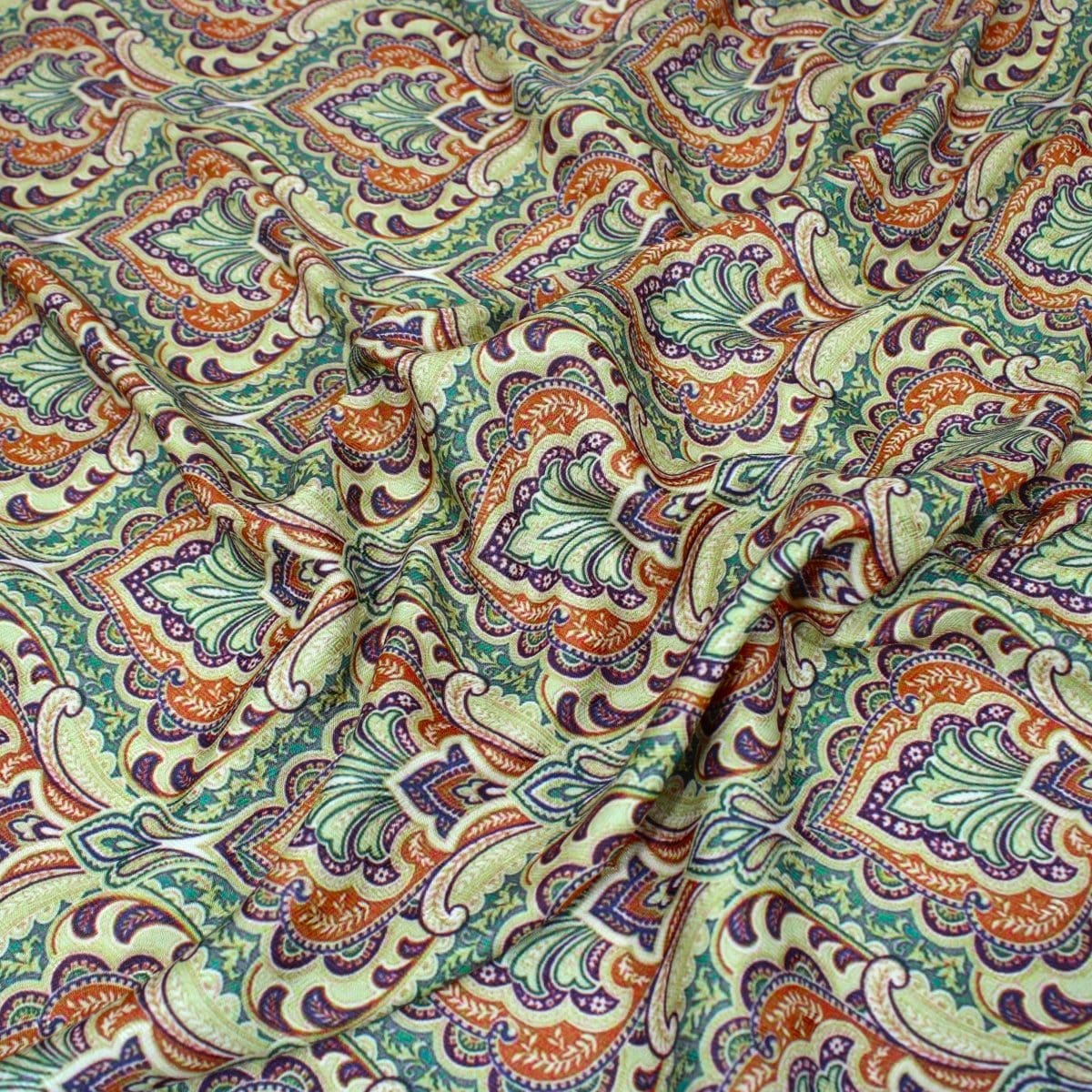Pound A Metre 3 Metres 3 Metres Printed Cashmere Effect Crepe Fabric- 45" Wide (Lime Baroque)