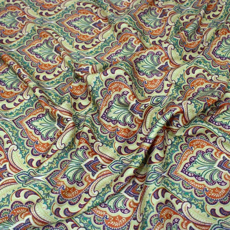 Pound A Metre 3 Metres 3 Metres Printed Cashmere Effect Crepe Fabric- 45" Wide (Lime Baroque)