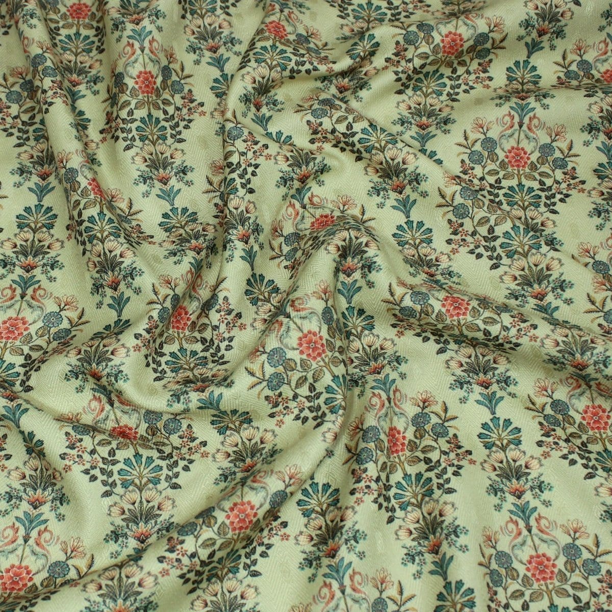 Pound A Metre 3 Metres 3 Metres Printed Cashmere Effect Crepe Fabric- 45" Wide (Mint Floral)