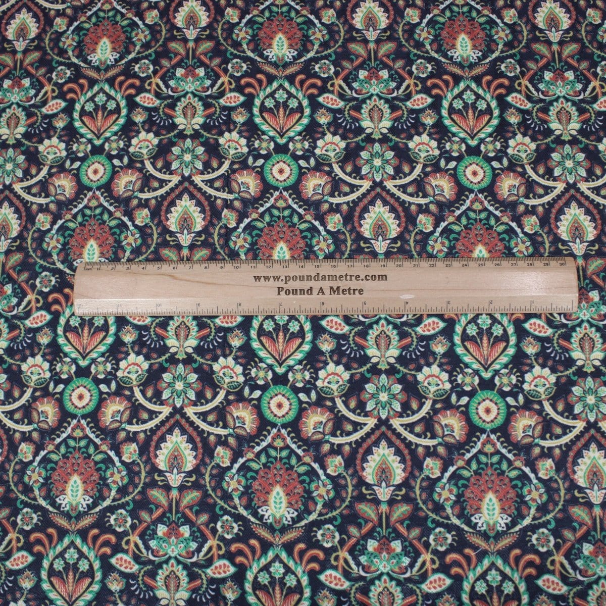 Pound A Metre 3 Metres 3 Metres Printed Cashmere Effect Crepe Fabric- 45" Wide (Navy Baroque)