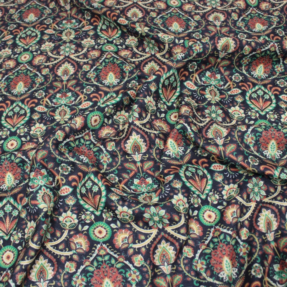 Pound A Metre 3 Metres 3 Metres Printed Cashmere Effect Crepe Fabric- 45" Wide (Navy Baroque)