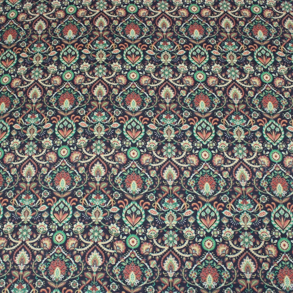 Pound A Metre 3 Metres 3 Metres Printed Cashmere Effect Crepe Fabric- 45" Wide (Navy Baroque)