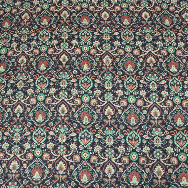 Pound A Metre 3 Metres 3 Metres Printed Cashmere Effect Crepe Fabric- 45" Wide (Navy Baroque)