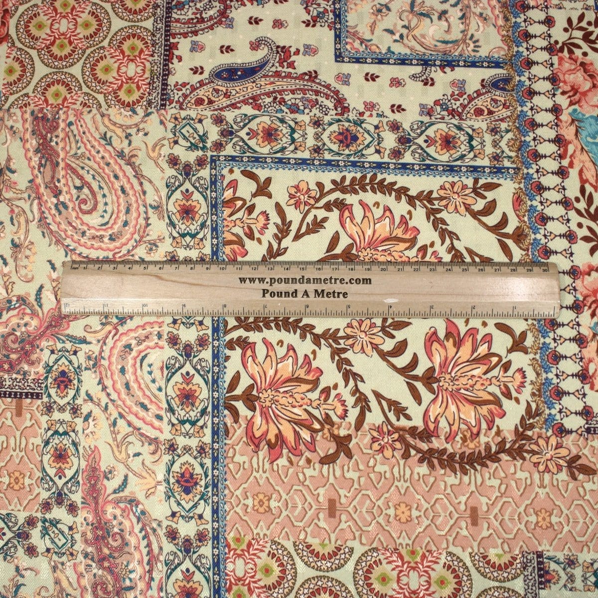 Pound A Metre 3 Metres 3 Metres Printed Cashmere Effect Crepe Fabric- 45" Wide (Orange Mosaic)