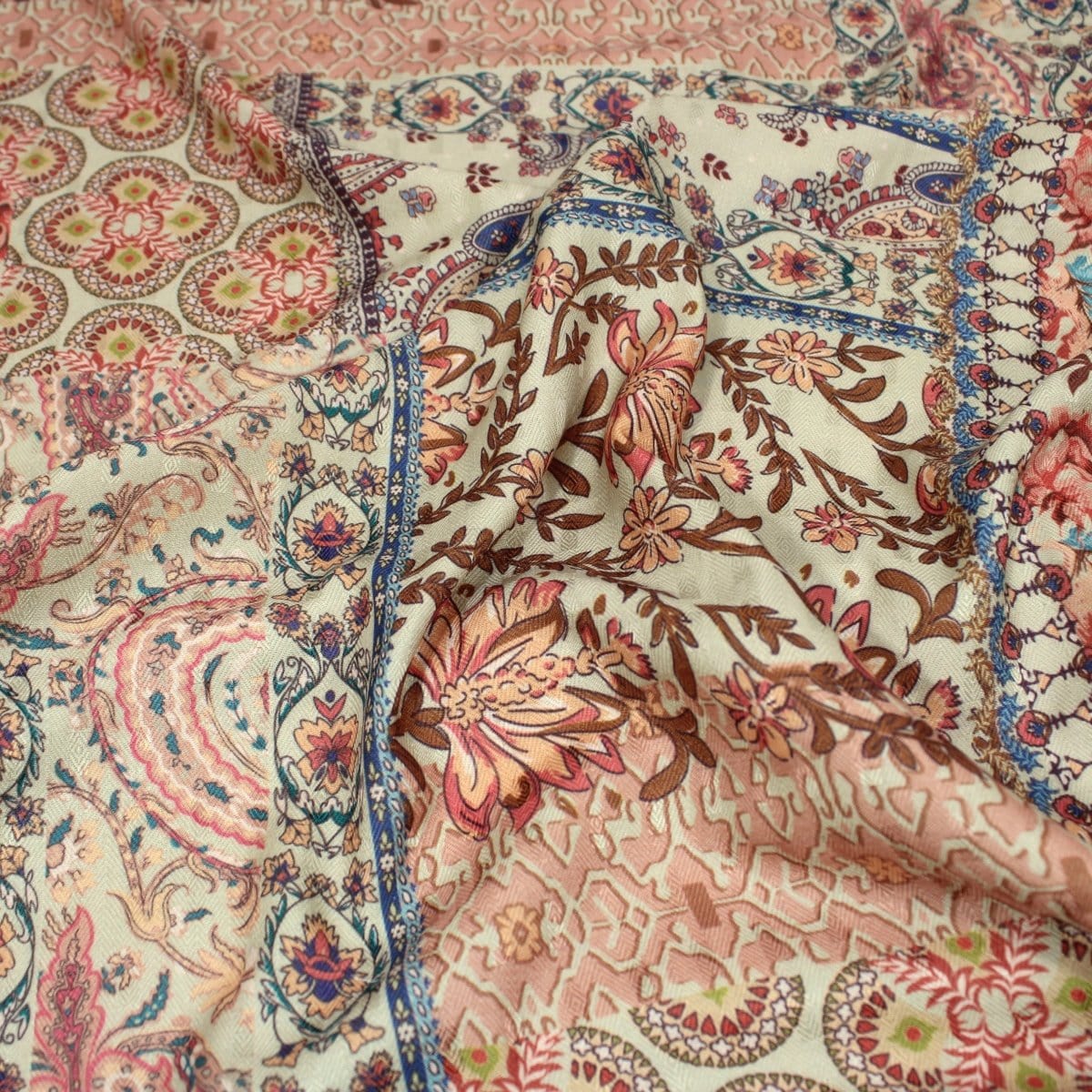 Pound A Metre 3 Metres 3 Metres Printed Cashmere Effect Crepe Fabric- 45" Wide (Orange Mosaic)