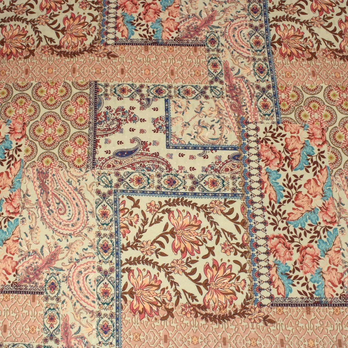 Pound A Metre 3 Metres 3 Metres Printed Cashmere Effect Crepe Fabric- 45" Wide (Orange Mosaic)