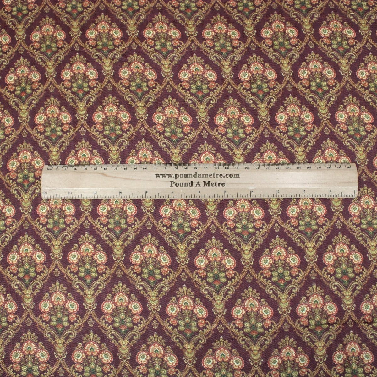 Pound A Metre 3 Metres 3 Metres Printed Cashmere Effect Crepe Fabric- 45" Wide (Wine Baroque)