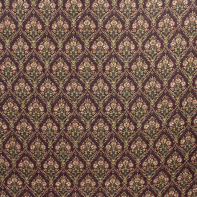 Pound A Metre 3 Metres 3 Metres Printed Cashmere Effect Crepe Fabric- 45" Wide (Wine Baroque)