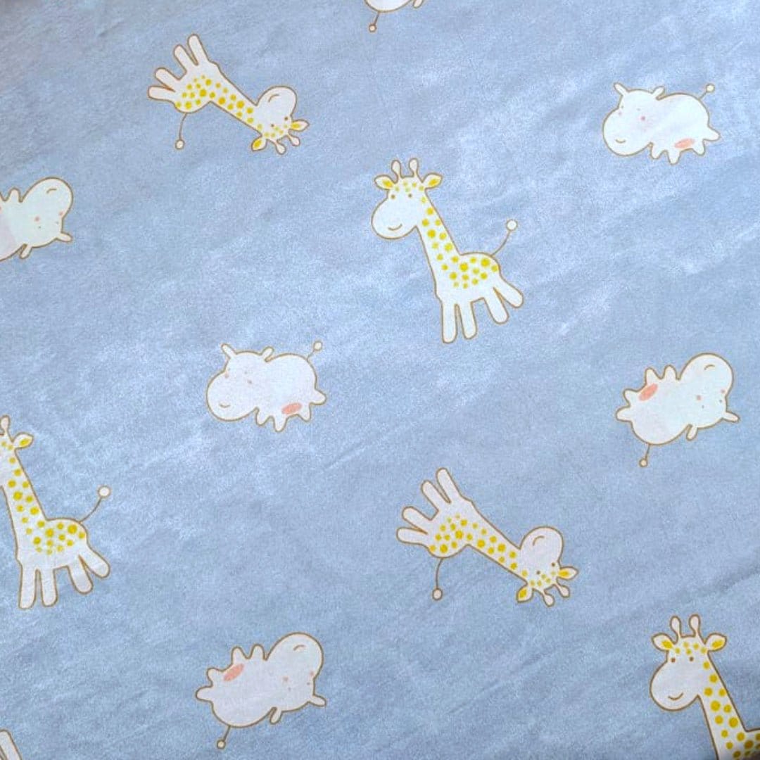 Pound A Metre 3 Metres Printed Silky Satin- 55" Wide (Giraffe & Hippo)
