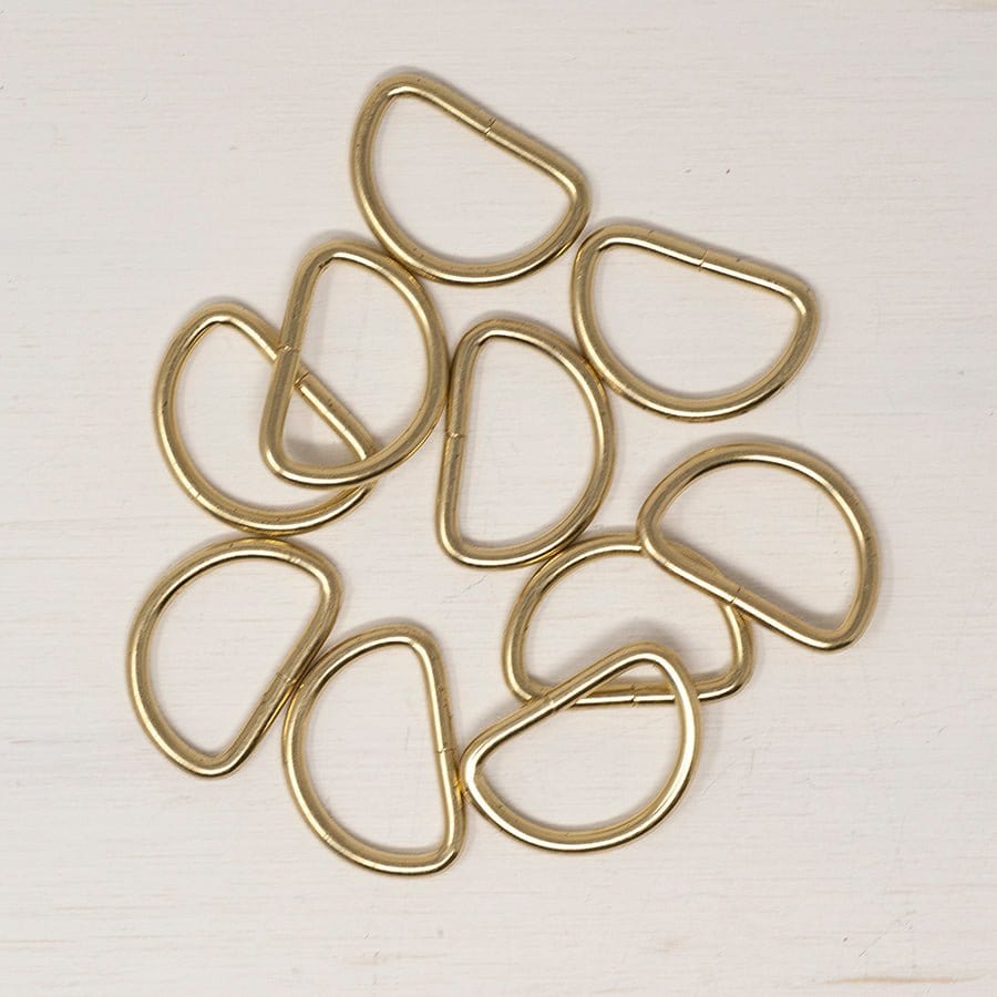 Pound A Metre Bright Brass / Pack Of 2 38/40mm Metal D-Rings For Bags- 5 Colours- Pack Of 2