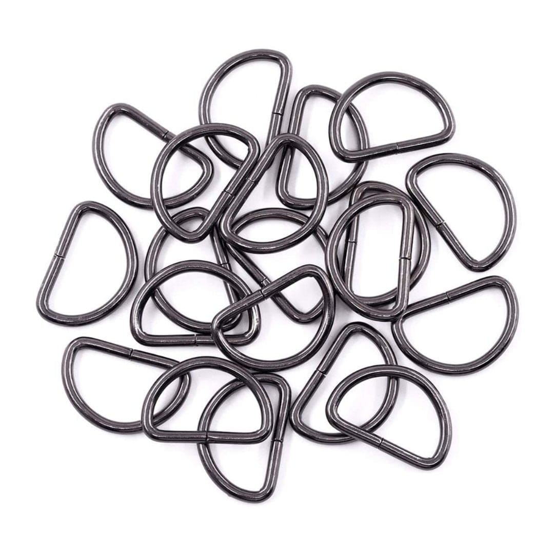 Pound A Metre Gunmetal Grey / Pack Of 2 38/40mm Metal D-Rings For Bags- 5 Colours- Pack Of 2