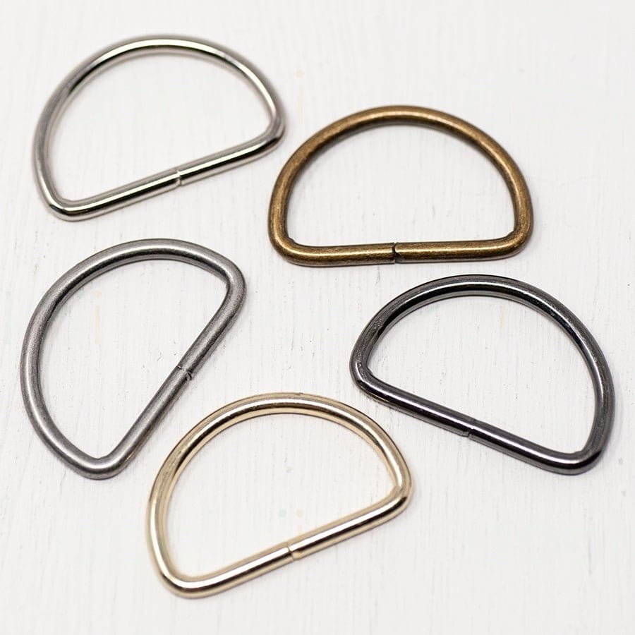 Pound A Metre 38/40mm Metal D-Rings For Bags- 5 Colours- Pack Of 2