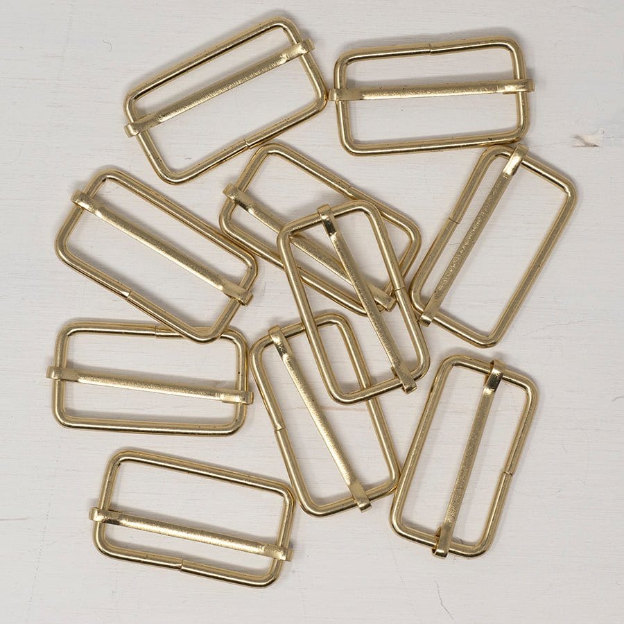 Pound A Metre Bright Brass / Pack Of 2 38/40mm Metal Strap Slider For Bags- 5 Colours- Pack Of 2