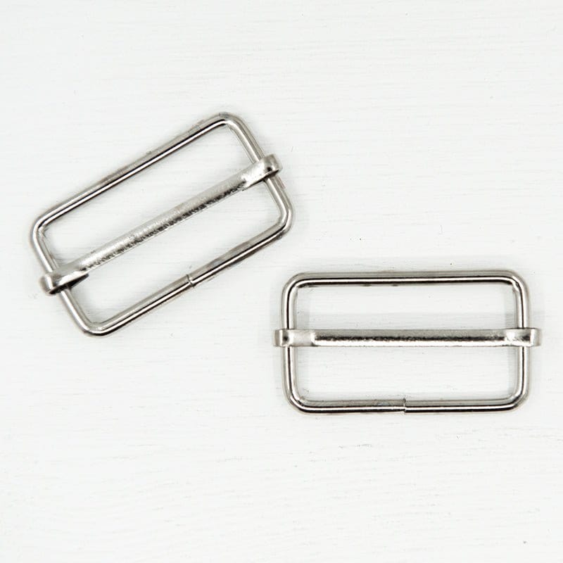 Pound A Metre Silver / Pack Of 2 38/40mm Metal Strap Slider For Bags- 5 Colours- Pack Of 2