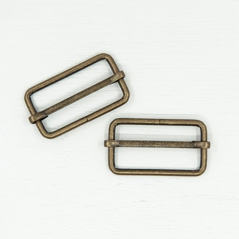 Pound A Metre Antique Brass / Pack Of 2 38/40mm Metal Strap Slider For Bags- 5 Colours- Pack Of 2