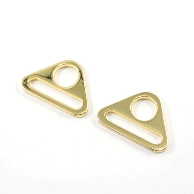 Pound A Metre Bright Brass / Pack Of 2 38/40mm Metal Triangle Rings For Bags- 5 Colours- Pack Of 2