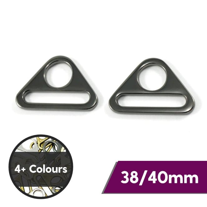 Pound A Metre 38/40mm Metal Triangle Rings For Bags- 5 Colours- Pack Of 2