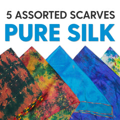 5 Pure Silk Scarves- Assorted Colours - Pound A Metre