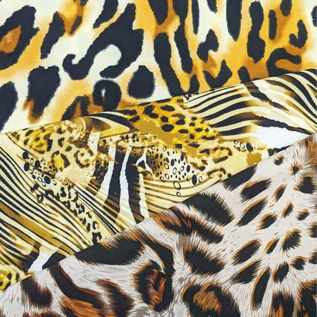 Pound A Metre 9 Metres (3 x 3 Metres) Animal Print Dress Crepe Bundle- Big Cat (9 Metres) (Black Friday Sale)