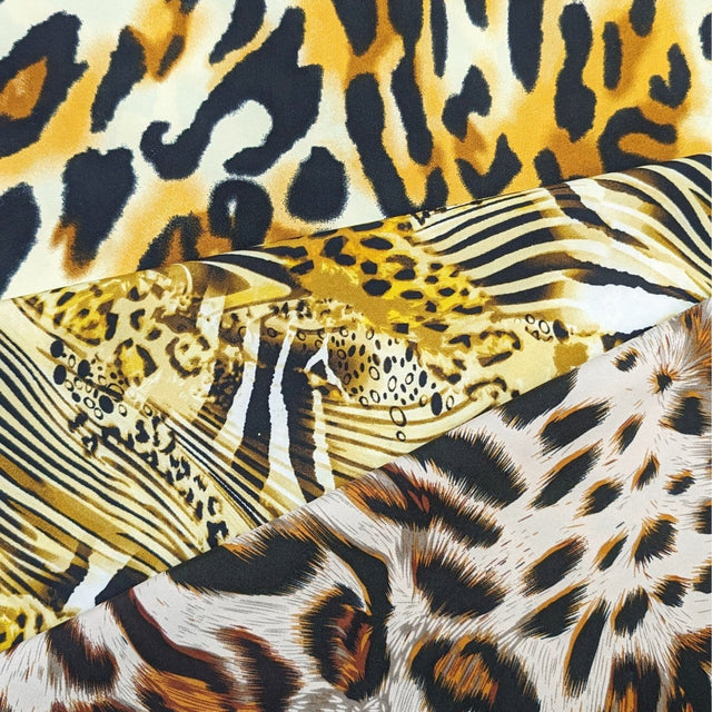 Pound A Metre 9 Metres (3 x 3 Metres) Animal Print Dress Crepe Bundle- Big Cat (9 Metres) (Black Friday Sale)