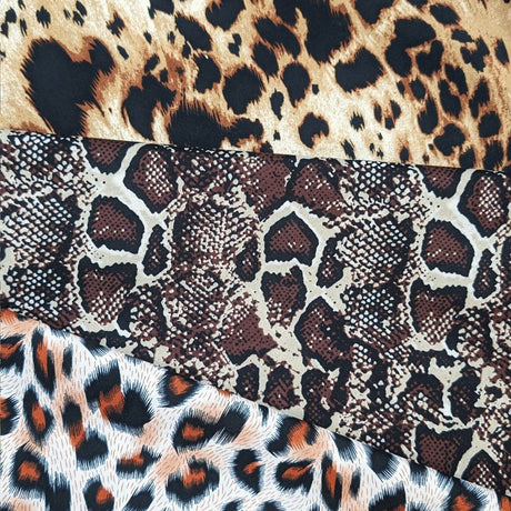 Pound A Metre 9 Metres (3 x 3 Metres) Animal Print Dress Crepe Bundle- Variety (9 Metres) (Black Friday Sale)