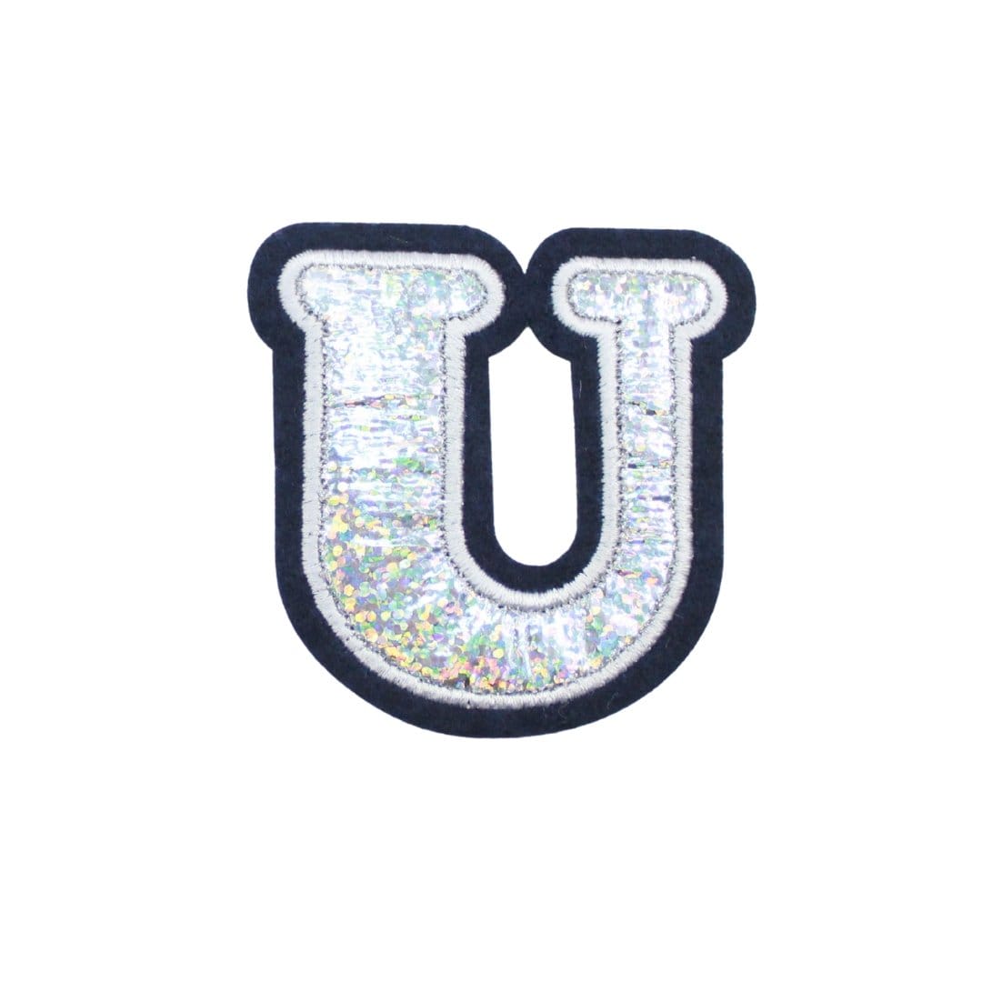 Pound A Metre Fabric Motif - Iron Or Sew On Glittered Badges - U