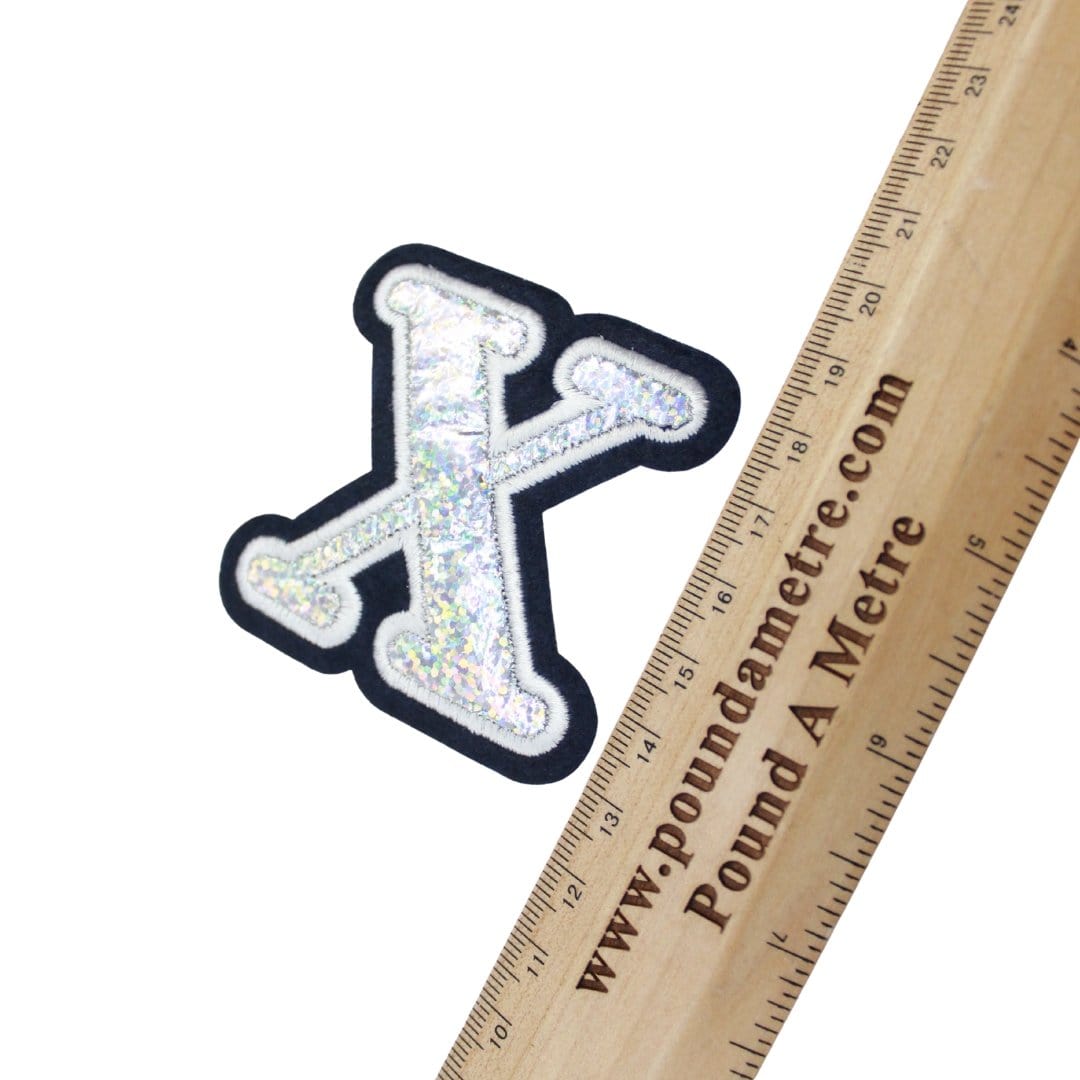Pound A Metre Fabric Motif - Iron Or Sew On Glittered Badges - X