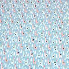 Festive Quilting Cotton 44" Wide Snow Llamas - Cadet Blue - Pound A Metre