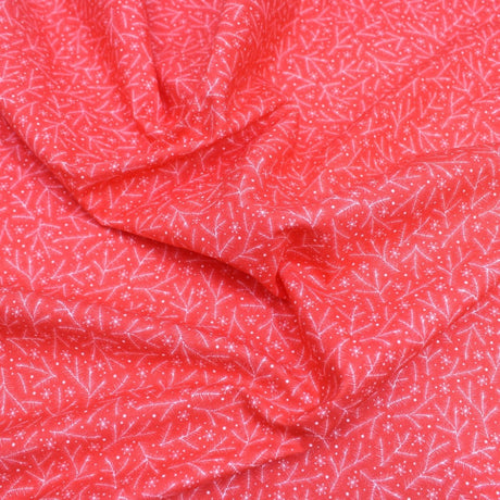 Pound A Metre Full Metre Festive Quilting Cotton 44" Wide Snowflake - Red